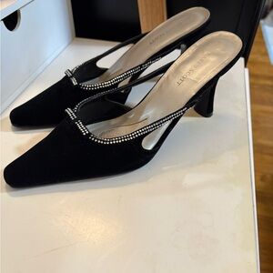 Karen Scott Black Heels with Rhinestone Detail